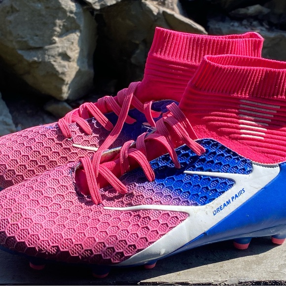 DREAM PAIRS HZ19002K Women’s Pink Blue Soccer Football Cleats Shoe Size 6 - Picture 4 of 11